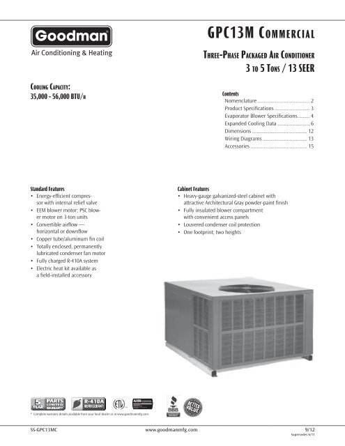 Product Specifications - Goodman