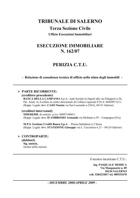 Relazione di consulenza tecnica - Aste Giudiziarie Salerno