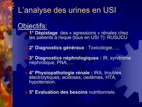 lanalyse des urines en soins intensifs - Service de nÃ©phrologie dialyse