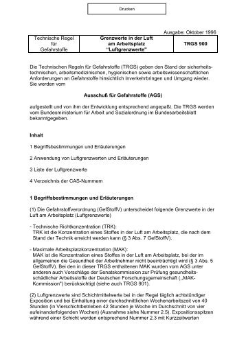 TRGS 900 Luftgrenzwerte - Flurfoerderzeuge.de