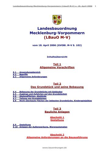 Landesbauordnung Mecklenburg-Vorpommern (Lbauo M-V)