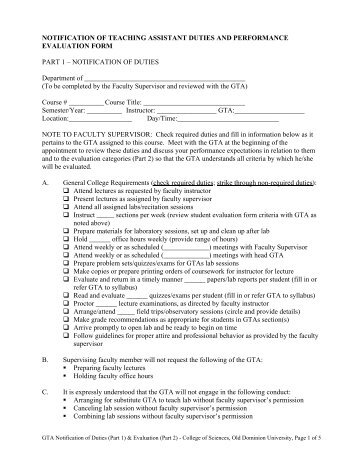 GTA Duties and Evaluation Form - College of Sciences - Old ...