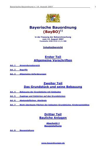 Bayerische Bauordnung (Baybo)1)