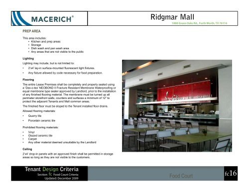 Ridgmar Mall Food Court Criteria - Macerich