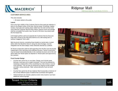 Ridgmar Mall Food Court Criteria - Macerich