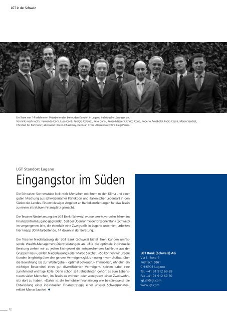 Aktuelle Informationen der LGT Bank (Schweiz) AG Ausgabe April ...