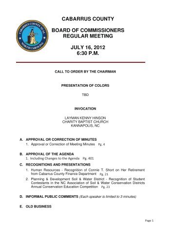 cabarrus county board of commissioners regular meeting july 16 ...