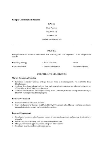 Reverse Chronological Resume Sample 1 Purchase College