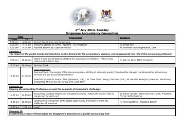 2nd July 2013, Tuesday Singapore Accountancy Convention - ICPAS