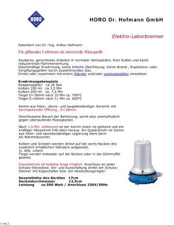 HORO Dr. Hofmann GmbH Elektro-Laborbrenner