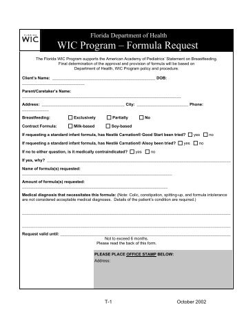 WIC Program â Formula Request - Miami-Dade County Health ...