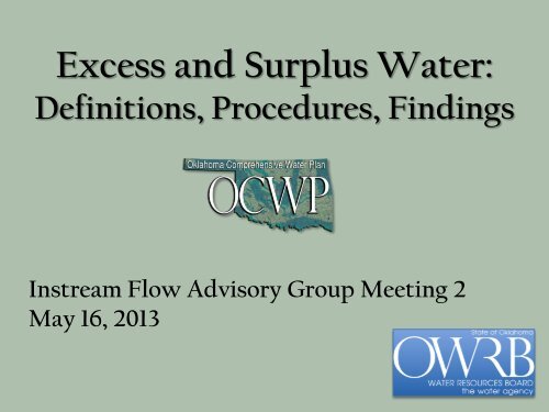 Excess and Surplus Water: Definitions, Procedures, Findings