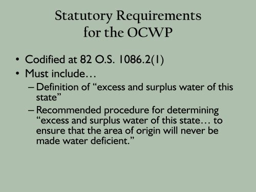 Excess and Surplus Water: Definitions, Procedures, Findings