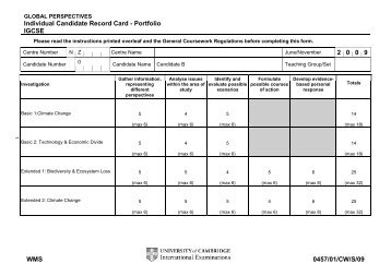 Candidate B Report Card.pdf - Cambridge College Secondary ...