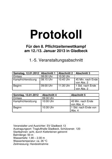 Protokoll - Schwimmverein Blau-WeiÃ Recklinghausen e.V.