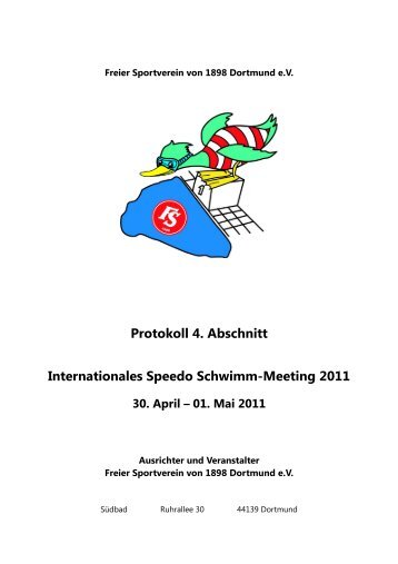 Protokoll 4. Abschnitt Internationales Speedo Schwimm-Meeting 2011