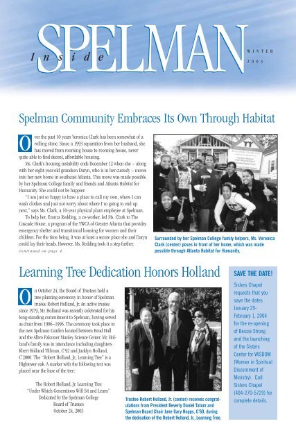 Learning Tree Dedication Honors Holland - Spelman College: Home