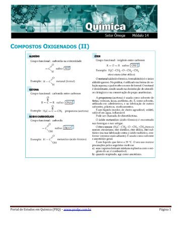 COMPOSTOS OXIGENADOS (II) - Portal de Estudos em QuÃ­mica