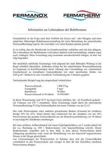 Information zur Lebensdauer der Bohrbrunnen (pdf) - Fermanox