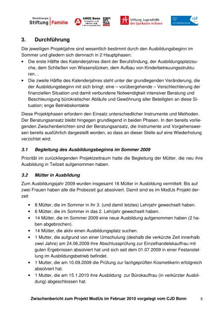 6. Zwischenbericht fÃ¼r das Projekt ModUs: âModulares ... - CJD Bonn