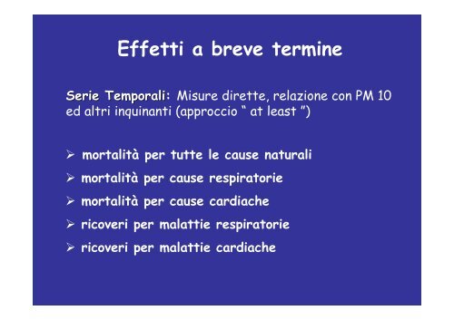 Effetti a breve e a lungo termine dell'inquinamento ... - Meteonetwork