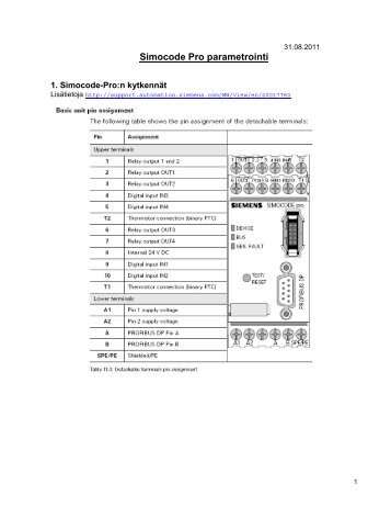 Simocode Pro parametrointi - Siemens