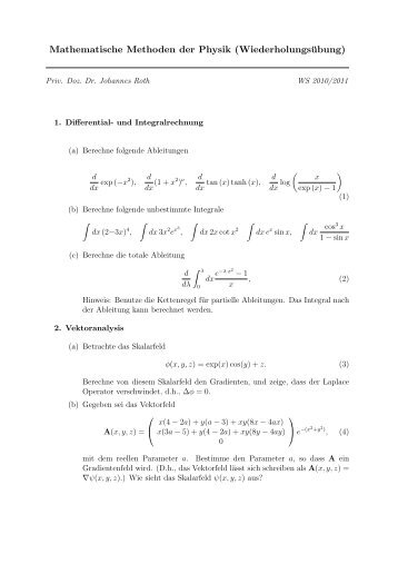 Mathematische Methoden der Physik (WiederholungsÃ¼bung)