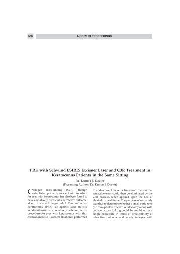 PRK with Schwind ESIRIS Excimer Laser and C3R Treatment in ...