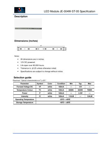 LED Module JE-004W-ST-05 Specification - Sign Lighting World