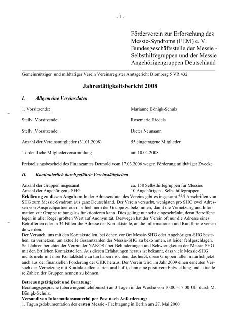 2008 - Förderverein zur Erforschung des Messie-Syndroms FEM e.V.