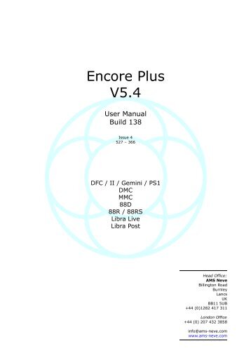 Encore Plus User Manual - AMS Neve