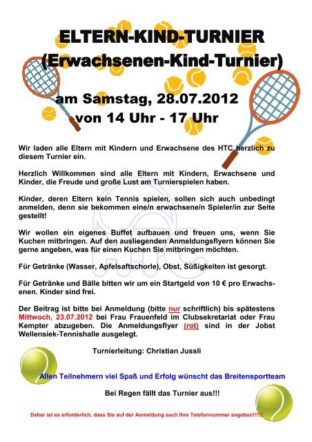 eltern kind turnier Heidelberger Tennisclub 1890 eV Kinder Turniere