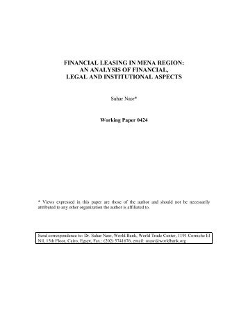 financial leasing in mena region - Economic Research Forum