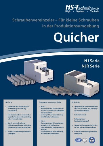 NJ Serie NJR Serie Schraubenvereinzeler – Für kleine ... - HS-Technik