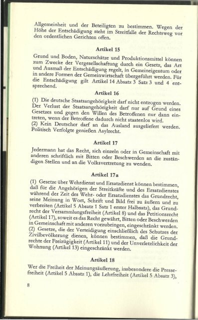 1965 - Grundgesetz für die Bundesrepublik Deutschland (BRD) - Verfassung für das Land Nordrhein-Westfalen (NRW)