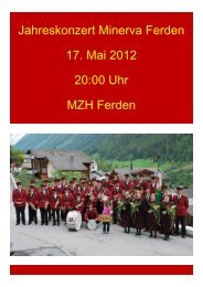 Jahreskonzert Minerva Ferden 17. Mai 2012 20:00 Uhr MZH Ferden