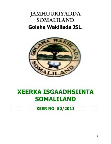 XEERKA ISGAADHSIINTA SOMALILAND - Somaliland Law