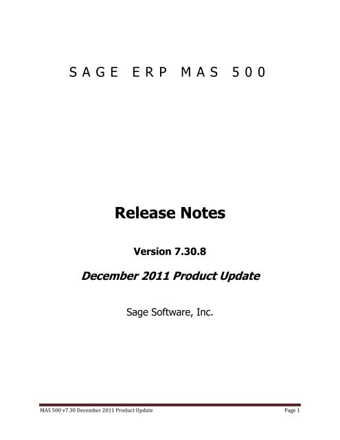 December 2011 Product Update - Sage Software Online