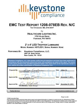 EMC TEST REPORT 1208-078EB REV. N/C - Healthcare Lighting