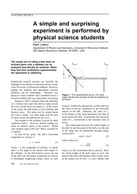 A simple and surprising experiment is performed by ... - Senior Physics