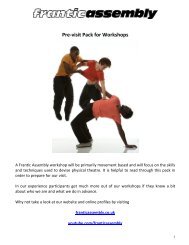 Pre-âvisit Pack for Workshops - Frantic Assembly