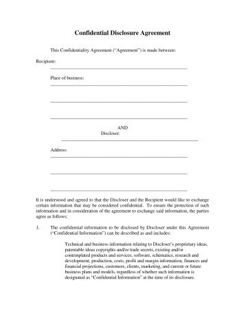 Confidential Disclosure Agreement