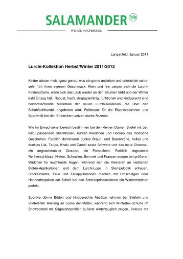 Lurchi-Kollektion Herbst/Winter 2011/2012 - Salamander