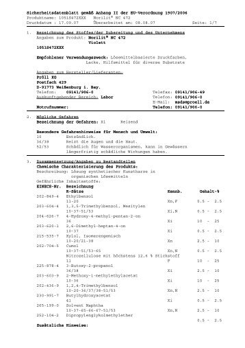 Sicherheitsdatenblatt Sicherheitsdatenblatt ... - F. Huhn & Sohn GmbH