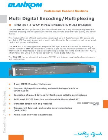 Multi Digital Encoding/Multiplexing - Blankom USA