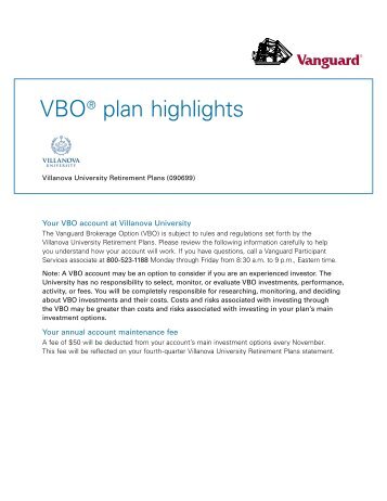 Vanguard Brokerage Option (VBO) - Villanova University