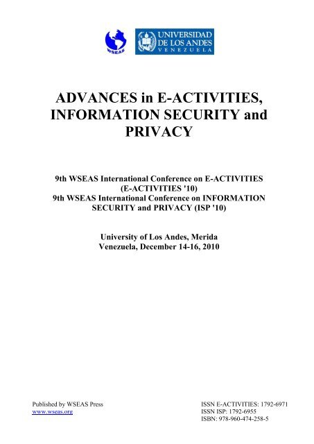 ADVANCES in E-ACTIVITIES, INFORMATION ... - Wseas.us