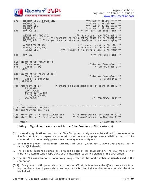 AN: Capstone Dive Computer Example - Quantum Leaps