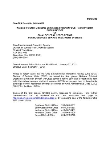 Ohio EPA Permit No. OHK000002 - Ohio EPA - State of Ohio
