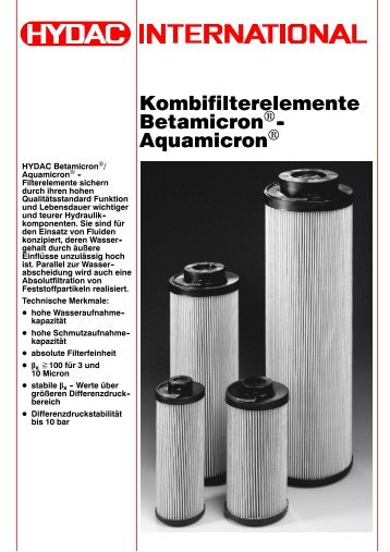 Kombifilterelemente Betamicron -- Aquamicron - hywus.de